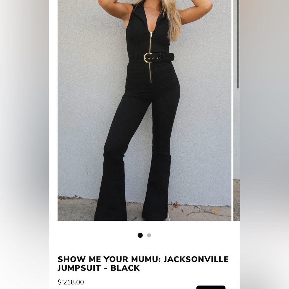 Show Me Your MuMu Black Plunging V-Neck denium Jumpsuit